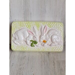 Vintage green Easter bunny carrot cabbage spring home decor figure